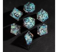 Cusdie Juego de Dados DND de 7 Troqueles con Bordes Afilados, Juego de Dados poliédricos D&D con patrón de Gato para Juegos de rol DND Dungeons and Dragons TTRPG