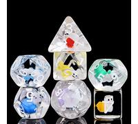 Cusdie Juego de Dados poliédricos de 7 Troqueles, Relleno de Animales, para Juegos de rol, Dungeons and Dragons D&D Pathfinder (Caracol Colorido)