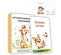 Cusfidy Positive Cards Emotional Growth Cards Fomenta a los niños niños alemanes Flash Cards Mental Wellness Tarjetas para niños de estímulo Frase Tarjetas de tema animal Tarjetas Positivas
