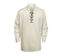 CUSFULL Camisa Escocesa de Hombre Estilo Jacobite Kilt Medieval Manga Larga Disfraz Clasico de Edad Media de Escocia Ropa Vintage