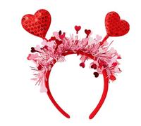 Cushangty Diadema De Beso,Disfraces Del Día De San Valentín Mujer, Accesorios para el cabello con forma de corazón y diadema roja con lentejuelas, Accesorios para fotos de aro para el pelo, diadema de