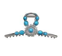 Cushangty Pinza de garra de piedra azul, pinzas para el pelo de piedras preciosas, pasador de pelo vintage, horquilla de simulación de flores de piedras preciosas, horquilla antideslizante retro