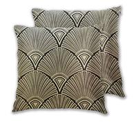 Cushion Covers Pack of 2 Cushion Covers Throw Pillow Cases Shells for Couch Sofa Home Decor Golden Art Deco Pattern 45cm x 45cm