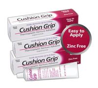 Cushion Grip Adhesivo termoplástico para prótesis, 1 onza, reajusta y aprieta las dentaduras sueltas e incómodas, adhesivo sin pegamento, actúa como un delineador suave (paquete de 3)
