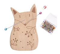 Cushion Magnetic Pin Cushion - Wooden Animal Shape Needle Minder for Coswing Organization | Pincushion Set with 100 Pins, Multi Purpose Clip Storage Feature & Craft Desktop Helper for Quilting