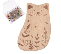 Cushion Magnetic Pin Cushion - Wooden Animal Shape Needle Minder for Coswing Organization | Pincushion Set with 100 Pins, Multi Purpose Clip Storage Feature & Craft Desktop Helper for Quilting