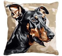 Cushion Making Kit Animal Dóberman Pinscher Diy Funda De Almohada De Tapiz,Kits De Cojines De Bordado Para Decoración Del Hogar,Kit De Costura Para Principiantes 17x17In