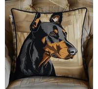 Cushion Making Kit Animal Dóberman Pinscher Kits De Aguja De Pestillo Diy,Kit De Cojín De Bordado Para Decoración Del Hogar,Juego De Costura Para Adultos Principiantes 17x17In