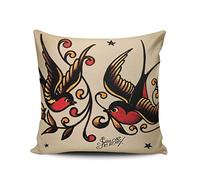 Cushion Pillow Case Sofá Cuadrado para El Hogar con Tatuaje De Sailor Jerry Cuadrado Fundas De Almohada Cremallera Oculta Funda De Almohada Juego De 2 para Sala Balcony Patio