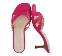 CUSHIONAIRE Malta - Tacones de gatito con tiras para mujer, elegantes sandalias de tacón bajo con puntera abierta y espuma viscoelástica cómodas, Fucsia, 7