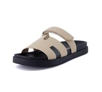CUSHIONAIRE Sandalia Mujer Lotto con Plantilla +Comfort, Anchos Anchos Disponibles, Ante Vegano Taupe 38 EU W