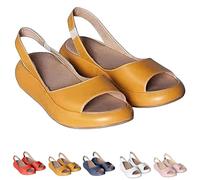 Cushioned Sandals, 2025 Lightweight and Comfortable Slip-On Orthopedic Cushioned Peep-Toe Sandals for Women (yellow,36)