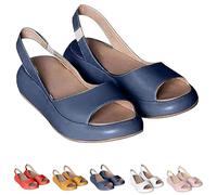 Cushioned Sandals, 2025 Lightweight and Comfortable Slip-On Orthopedic Cushioned Peep-Toe Sandals for Women (blue,39)