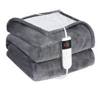Cushious Manta eléctrica con apagado automático, 130 x 180 cm, 10 niveles de calefacción y temporizador de 8 horas, protección contra sobrecalentamiento, manta eléctrica lavable a máquina para el