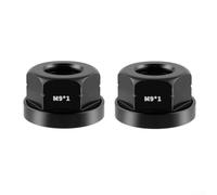 Cushteg 2 tuercas de cubo de bicicleta M9 x 1.0 7075 de aleación de aluminio para bicicletas plegables y fijas, incluye 2 juntas (negro)