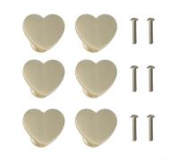 Cushteg 6 pomos de aleación de zinc en forma de corazón, manijas doradas de un solo agujero para armarios, aparadores y armarios