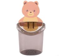 Cushteg Bear Hugs - Soporte para cepillo de dientes para baño, vaso de plástico montado en la pared con diseño de drenaje, 8 x 14 cm, gris/rosa/café, para cepillos de dientes, pasta de dientes