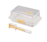 Cushteg Contenedor hermético de almacenamiento de mantequilla para encimera y estantes de puerta de refrigerador, apto para microondas y lavavajillas, se adapta a mantequilla de la costa este/oeste