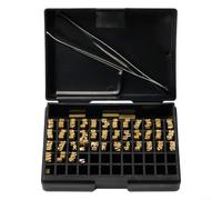 Cushteg Granos de letras de papel de aluminio de estampado en caliente 120 piezas 2x3x15mm para HP-241 DY-8 Máquinas de codificación semiautomáticas manuales Fuente de impresión de cinta térmica