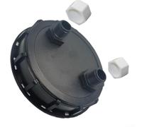 Cushteg IBC Tapa ventilada de 163 mm de diámetro con rosca macho de 1 pulgada, tapa de plástico DN150 adaptador de tanque para almacenamiento de agua IBC y barriles de lluvia (2 agujeros con cubierta)