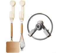 Cushteg Soporte giratorio para tapa de olla con ventosa para organización de cocina, acero al carbono + ABS, estante de almacenamiento que ahorra espacio con soporte triangular, para cubiertas de