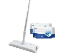 Cushteg Sweeper Daily Cleaning Starter Kit 2 en 1 mopa plana húmeda y seca para suelos de madera dura, azulejos y baño con almohadillas lavables (B)