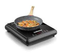 CUSIMAX Placa de cocción eléctrica de 2000 W para el hogar con 9 velocidades, placa de cerámica con sensor táctil, seguridad infantil y temporizador, compatible con todos los aparatos de cocina