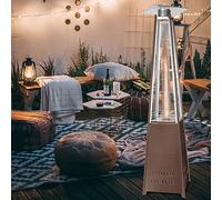 CUSROS Calentador de gas para patio al aire libre, llama real, 48000 BTU, pirámide de pie, quemador de gas propano o butano, calentador de torre móvil para terraza, jardín y cenador, comedor, picnic,