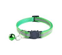 CUSROS Collar reflectante de seguridad para perros y mascotas, con hebilla de cabeza de gato, correa para el cuello, collar para perros, gatos, corbata, bufanda, correa, color verde hierba