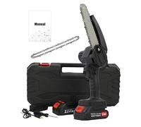 CUSROS Mini motosierra eléctrica de 6 pulgadas, inalámbrica, sin escobillas, cortador de ramas de árbol de batería portátil con bloqueo de seguridad y 2 baterías (650 W, negro)