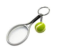 CUSROS Simulación Mini raqueta de tenis bola llavero colgante bolsa llavero llavero para amantes de los deportes plata talla única