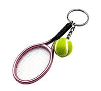 CUSROS Simulación Mini raqueta de tenis bola llavero colgante bolsa llavero para amantes de los deportes, color morado