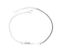 Cusstally Pulsera for Mujer Plata de Ley Una Palabra Pulsera de Amor Pulsera Vintage Novias Regalo Pulsera Accesorios de Moda