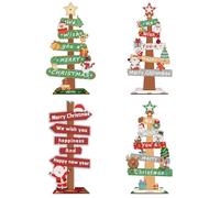 CustmArti DIY Diamond Art Painting Árbol de Navidad Adornos de madera de una cara con brillantes para niños, principiantes, familias, actividad, expositor de mesa, DSP01+SDSP02+SDSP03+SDSP04