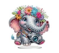 CustmArti DIY Diamond Art Painting Bastelset Strass Crystal Acryl Form für Anfaenger Kinder Handarbeit Wohnzimmer Tischdeko Mandalas Einseitig bunt-Elephant-1