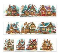 CustmArti DIY Diamond Art Painting Christmas Kratzkarten Set 10 Stück Creative Design Feiertagsspaß Glückskarten Rasca Handset mit Umschlägen-House