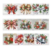 CustmArti DIY Diamond Art Painting Christmas Kratzkarten Set 10 Stück Creative Design Feiertagsspaß Glückskarten Rasca Handset mit Umschlägen-Bell