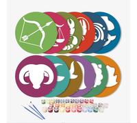 CustmArti Juego de 12 manteles individuales para pintar por números, diseños de doce constelaciones, manteles individuales lavables de PVC para decoración creativa para mesa de comedor, manualidades