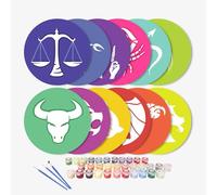 CustmArti Juego de 12 manteles individuales para pintar por números, diseños de doce constelaciones, manteles individuales lavables de PVC, decoración creativa para mesa de comedor, manualidades