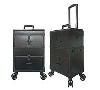 Custodia per il carrello di bellezza, Casa di truccatore da viaggio Custodia per trucco per il treno cosmetico, cassetti di stoccaggio, trucco in alluminio (Noir)