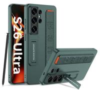 Custodia per Samsung Galaxy S26 Ultra con Cinturino Elastico e Cavalletto Regolabile, Supporto per Polsino Antiscivolo Ultra Sottile Antiurto Protettiva Cover per Samsung S26 Ultra (Verde)