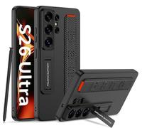 Custodia per Samsung Galaxy S26 Ultra con Cinturino Elastico e Cavalletto Regolabile, Supporto per Polsino Antiscivolo Ultra Sottile Antiurto Protettiva Cover per Samsung S26 Ultra (Negro)