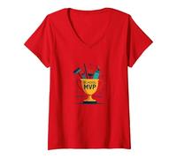 Custodios: El Verdadero Trofeo MVP de la Escuela Divertida apreciación Camiseta Cuello V, Mujer, Rojo, S