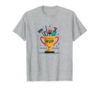 Custodios: El Verdadero Trofeo MVP de la Escuela Divertida apreciación Camiseta, Hombre, Gris Jaspeado, XXL