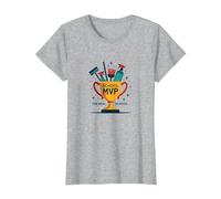 Custodios: El Verdadero Trofeo MVP de la Escuela Divertida apreciación Camiseta, Mujer, Gris Jaspeado, XL