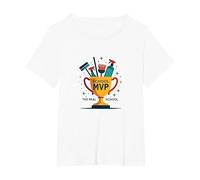 Custodios: El Verdadero Trofeo MVP de la Escuela Divertida apreciación Camiseta, Mujer Tallas Grandes, Blanco, 1XL Grande