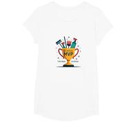 Custodios: El Verdadero Trofeo MVP de la Escuela Divertida apreciación Camiseta, Niñas, Blanco, Grande