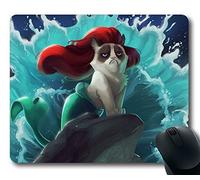Custom atractivo alfombrilla de ratón con gato sirena Cartoon gato Gruñón de goma de neopreno antideslizante tamaño estándar 22,86 cm (220 mm) X 7 cm (180 mm) X 1/8 (3 mm) escritorio Mousepad Laptop Mousepads cómodo alfombrilla para ratón de ordenador