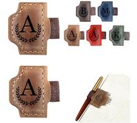 Custom Bygone Mark Bookmark with Pen Holder, 26 Letters Name Initial Personalized Leather Book Mark for Reading Women Men Book Lovers (Brown,O)