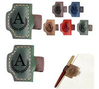 Custom Bygone Mark Bookmark with Pen Holder, 26 Letters Name Initial Personalized Leather Book Mark for Reading Women Men Book Lovers (Green,B)